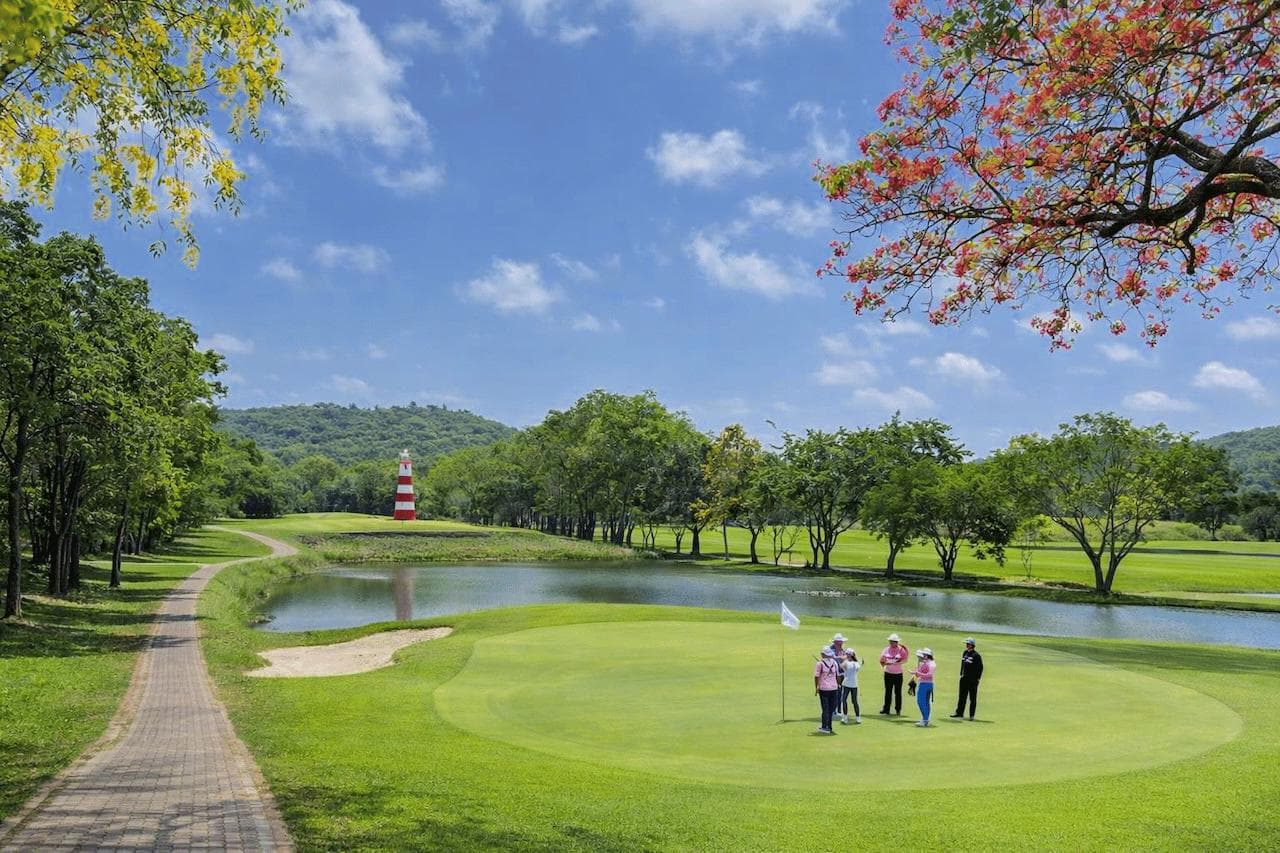 Plutaluang Navy Golf Course fairway and green - golf course Thailand